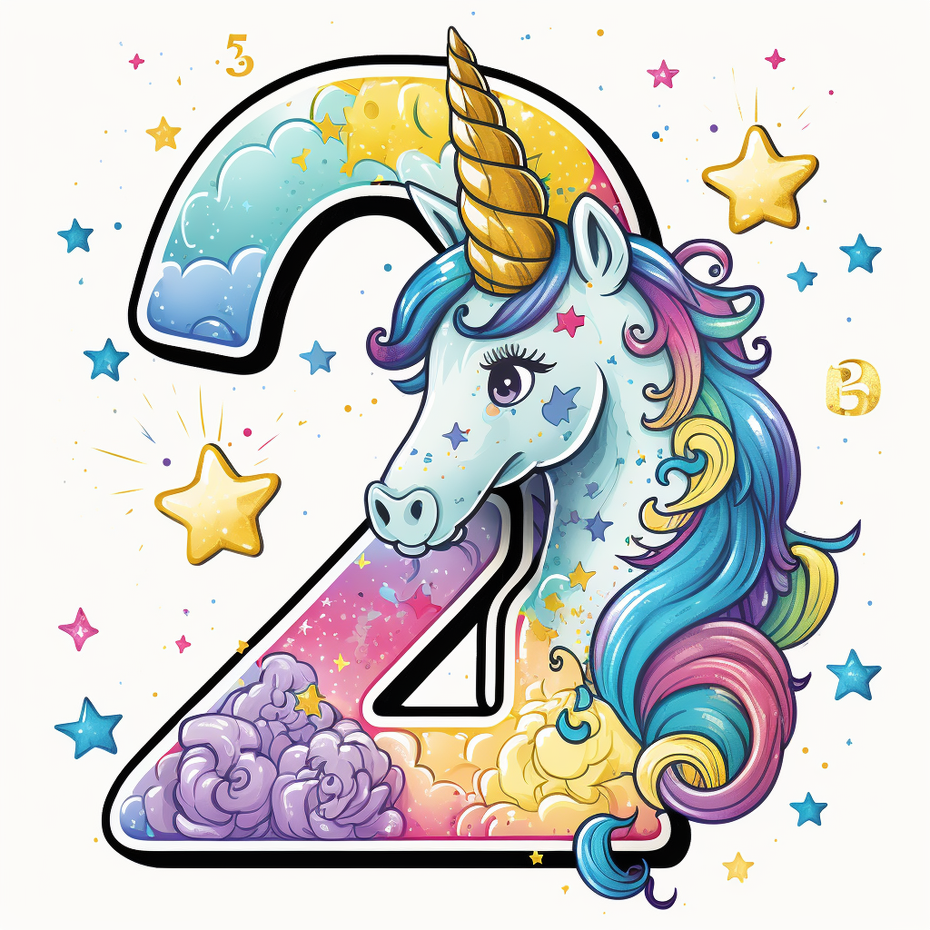 Happy Unicorn number 2 birthday design clipart - Clip Art Library