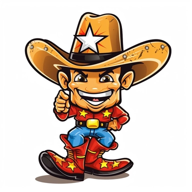 texas tornado cartoon character with cowboy boots cowboy hat with star clipart