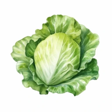 Lettuce logo watercolor,simple Watercolor, hyper realistic, white background, white margins, 16k, ultra detailed clipart, cut out image, hand - drawn, whimsical manhwa style, ultra HD, sharp and clean art
