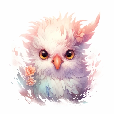 baby griffin, clipart, intense white and deep pastel colors, dnd, watercolor, no background, isolated on a white background, self contained, well defined edges, by amy sol and magali villeneuve and susan bourdet and ross tran, spaced out, glowy, intricate, 8k