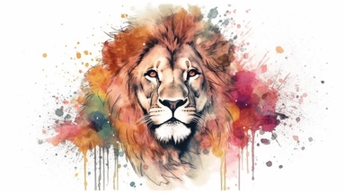 Design: The graphic created in a vector watercolor style, blending the ethereal and dreamy qualities of watercolor with the clean lines and versatility of vectors. The lion is depicted in a whimsical and enchanting manner, evoking a sense of magic and wonder. Own unique charm and personality, is portrayed with delicate and intricate details, showcasing the beauty and mystique of the natural world. Color Palette: The color palette is soft and pastel, inspired by the gentle hues found in watercolo