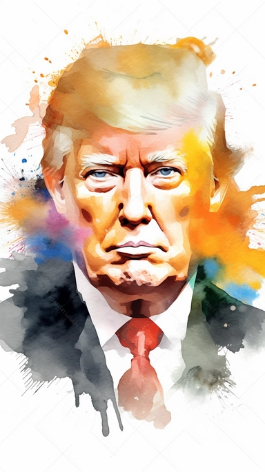 watercolour Donald Trump clipart, hd, isolated on white background, png, vector