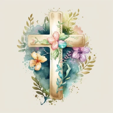 Cross Clipart, Watercolor Christian light wooden cross, Baptism Cross, Wedding Invitations, Holy Spirit, Religious Illustration