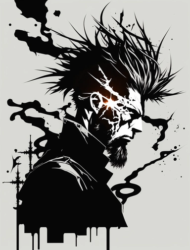 a silhouette image of an angry priest man in hair clipart, in the style of anime-inspired characters, celestialpunk, frostpunk, cut/ripped, lovecraftian, massurrealism, reflective