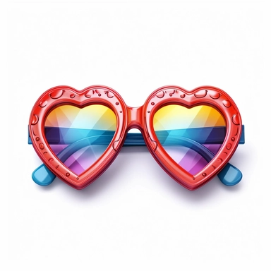 Cute Beautiful Retro 90s Color heart shaped sunglasses Sublimation Clipart,Cartoon, hyper realistic, intricate detail, illustration style,high solution,on the white background
