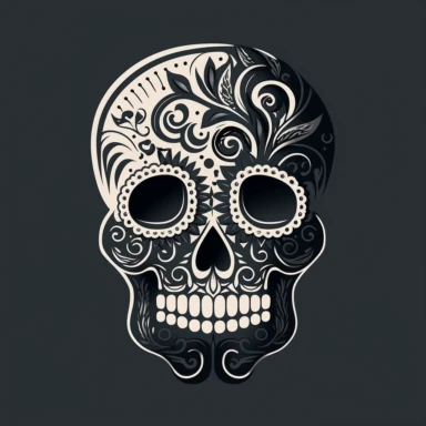 tattoo art, clipart, 2d, human skull, old school, outlines, mexican, minimal, simple