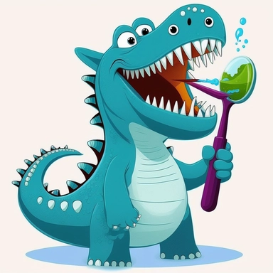 dinosaur brushing teeth clipart