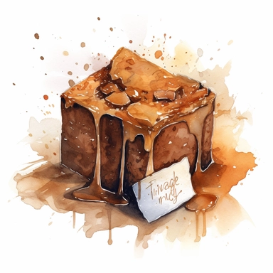 Fudge sharp illustration clipart, watercolor art, insane detail, white background