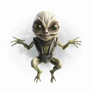 Clipart, An alien creature floating in a zero-gravity environment., hyperrealistic, hyper high definition