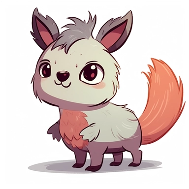 fred the baby llama, llama baby character, pink fur, light brown skin, likes to chew grass, bipedal, children's book illustrative style clipart, flat colours, high resolution, consistent character, full colours, white background, black outline
