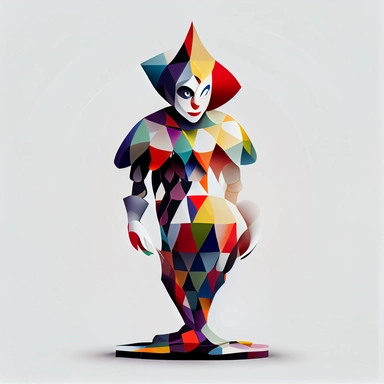 harlequin, pixar style, clipart, white background