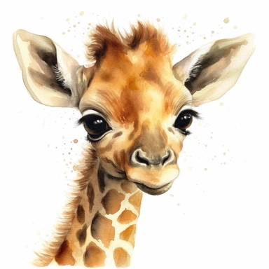 watercolor clipart super cute baby giraffe, Neal Adams