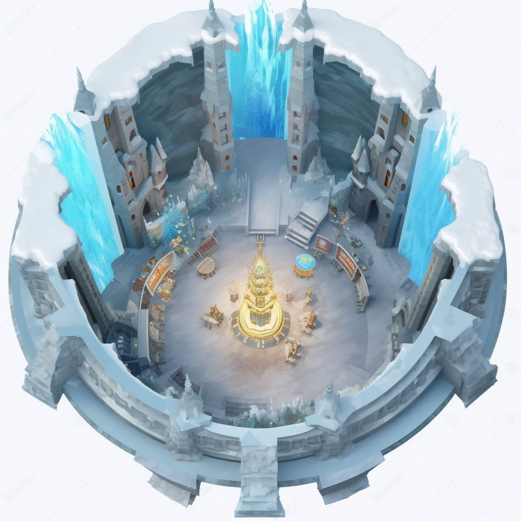 Inside Of The Frozen Animation Castle Ice Snow Castle Inside In Castle Top View Circle Format