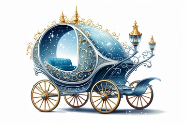 Cinderella Carriage Clipart, On White Background, Spaced Out, 4K, Fairycore, Ultra-HD, Vector Art