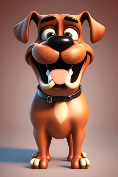 no text, 3d whole body clipart of a smiling, friendly dog cartoon network style, friendly face, head unproportionally bigger than body, detailed body shape, front shot, insanely big shiny eyes, caricatured face, insanely glossy, plastic like fur and skin, light background, unrealistic, 8k photography, cinematic, super cute face, Photography, Ultra-Wide Angle, Depth of Field, hyper-detailed, beautifully color-coded, insane details, intricate details, Unreal Engine, Cinematic, Editorial Photograph