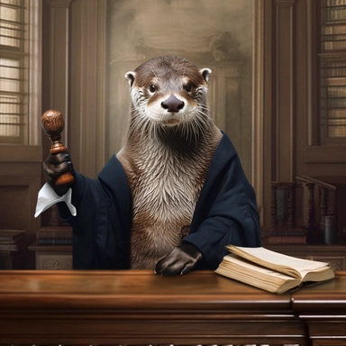 an otter in law court discovering its limitations, clipart, Microsoft Paint, photographed by Rankin