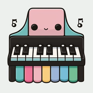 piano key clipart, piano, piano key pattern clipart, cute, vector image, white background, partially colored, coloring book style, cartoon, childish, pink, periwinkle, lite blue, teal, purple, golden, gold color, black and white, coloring book, simple, line art, character, white background,