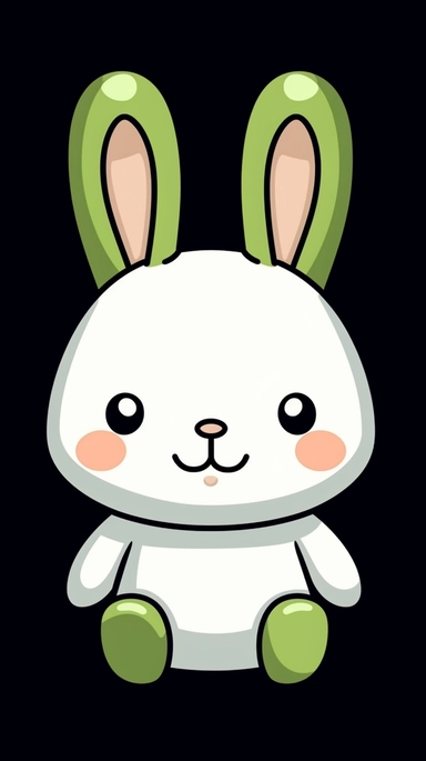 a cute cartoon bunny toy illustration vectors, clipart pictures, in the style of dark white and light green, creative commons attribution, precisionist lines, characterful animal portraits, heian period, childs drawing, symmetrical