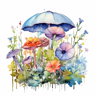watercolor colorful clipart of a fancy garden party, hd, on white background