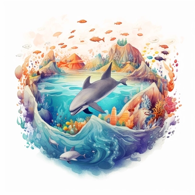 Dive deeper into the mesmerizing world of Watercolor Ocean Waves and discover the secrets hidden beneath the surface clipart, on white background