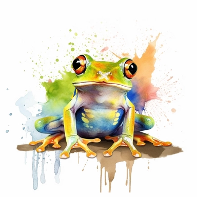 watercolour illustration free brushstrokes, beautiful and joyful, frog, mark brooks, naturecore, animal clipart, isolated on a white background,