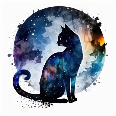 space sky moon night cat color painted clipart white backround