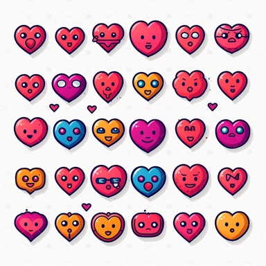 hearts emoticon clipart minimalistic digital style
