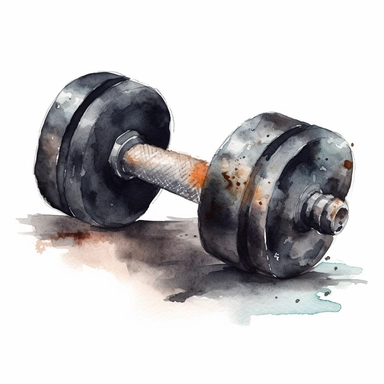 black dumbbel, watercolour, clipart