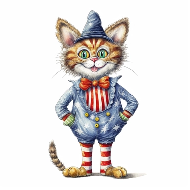 Axel scheffler illustration style clown cat, high definition, 16k, insanely detailed, fine detail, sharp focus, illustration, white background, isolated clipart vector
