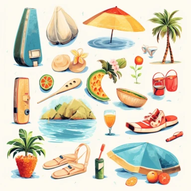 summer holiday icons and illustrations clipart