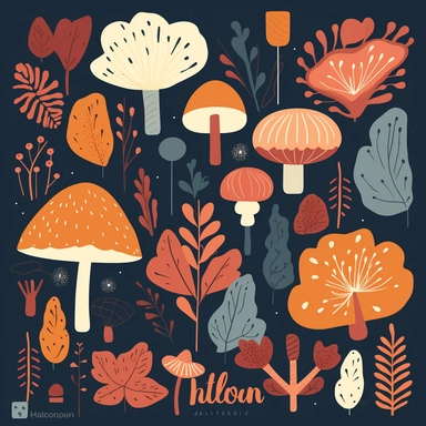 hello autumn clipart in vector format, in the style of light orange and light maroon, colorful animation stills, #myportfolio, mushroomcore, alex katz, dark white and dark azure, english major