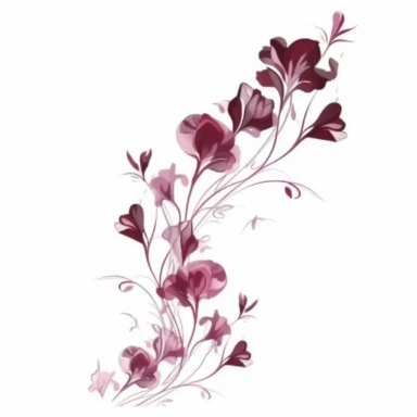 sticker design watercolor clipart style maroon colored sweetpea flower border vector lines, white background
