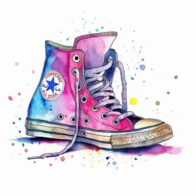 80's clipart high top converse watercolor