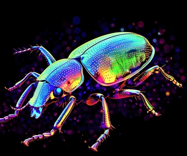color beetle art | the free clipart library, in the style of neon impressionism, close-up, lith printing, low resolution, bugcore, illustrative pen and ink, kombuchapunk