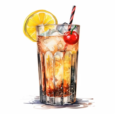 a Tom Collins cocktail, strong colors, border, 8K, dark watercolor, ultra details, isolated white background, clipart, hand drawn, hand drawn art, in the style of ultra-detailed oil painting pontilism hand drawn collections, pontillism brush, scumbling, HD oil painting collections,