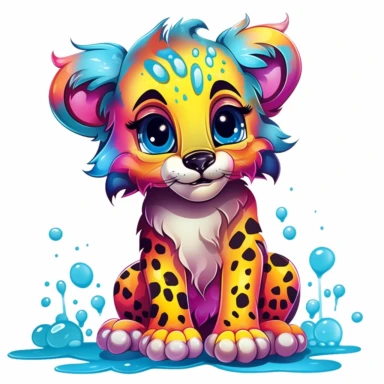 Lisa Frank inspired cute clipart cheetah