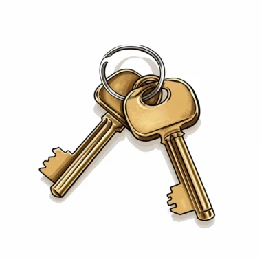 a pair of keys on a keychain clipart