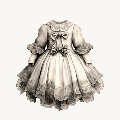 vintage baby dress, victorian, dark fantasy, clipart, white background