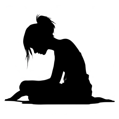 Express all balck silhouette of woman ling face down like a dog clipart