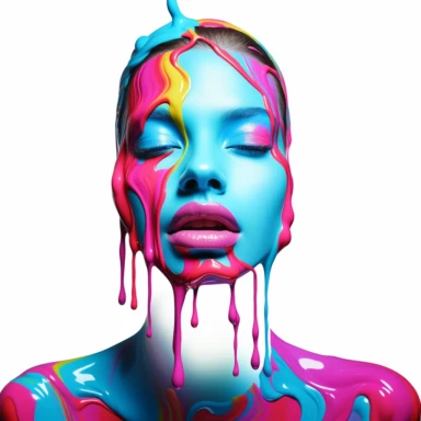 a face without a face blue eyes bold lips, psychedelic art, neon glow, clipart, white background