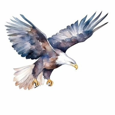 watercolor bald eagle clipart - watercolor clipart - watercolor bird, single design, detailed