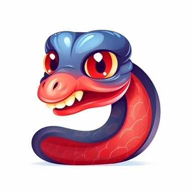 fantasy happy cute cobra face, cartoon, clipart, mascot, isolated on white background