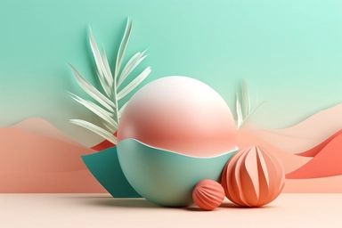 3d abstract summer nature beach object clipart with Gradient Color Overlay Background, minimal, soft color, artistic, high resolution, 8K,