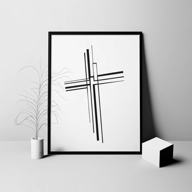 simple outline of a beautiful christian cross, clipart, svg cut file, flat 2d, black and white, minimalist, tattoo design