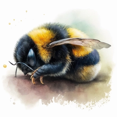 sleeping Bumblebee watercolour clipart sview 8k