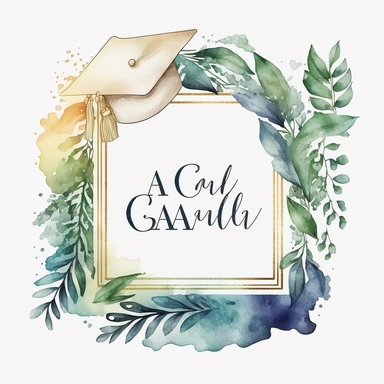 grad frame watercolor clipart white background, no caption