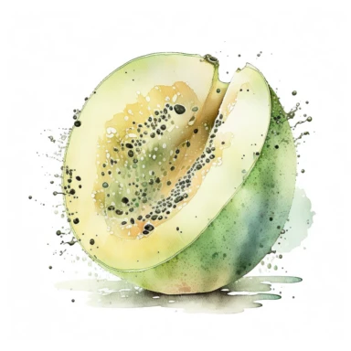 Honeydew, clipart, watercolor,White backgroun