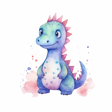 cute watercolor hard drawn minimal 2d dinosaur clipart illustration 8K