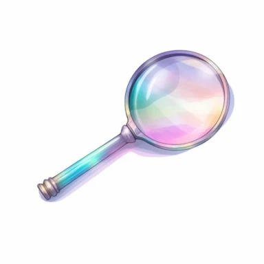 pastel watercolor clipart, magnifying glass, light academia aesthetic, light aesthetic, detailed, UHD, 8K, 3D, solid white background