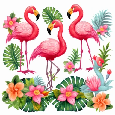 cute flamingo clipart luau clipart tropical luau clipart Hawaii clipart tiki clipart summer clipart